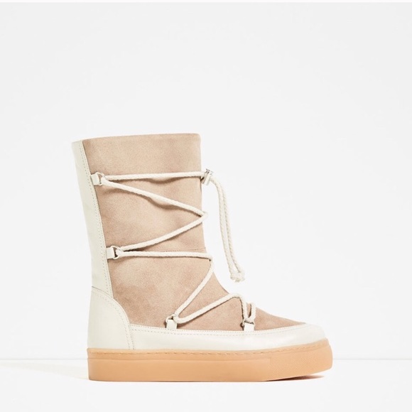 ZARA SPLIT SUEDE LACE UP BOOTS BRAND NEW WITH TAGS US 8 EUR 39 - Picture 3 of 6